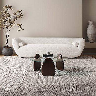 MANHATTAN COMFORT Artesia Modern Tempered Glass Top Coffee Table