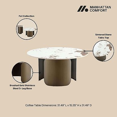 MANHATTAN COMFORT Monica Modern Sintered Stone Top Coffee Table