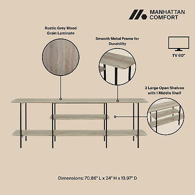 MANHATTAN COMFORT Celine 70.86" Modern 3-Shelf Console Table