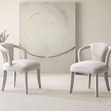 MANHATTAN COMFORT Palmer Modern Tweed Upholstered Dining Armchair (Set of 2)