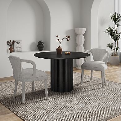 MANHATTAN COMFORT Palmer Modern Tweed Upholstered Dining Armchair (Set of 2)