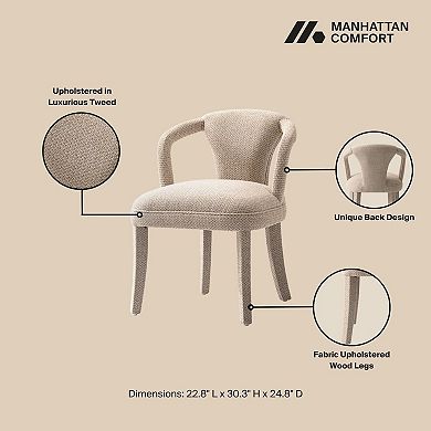 MANHATTAN COMFORT Palmer Modern Tweed Upholstered Dining Armchair (Set of 2)