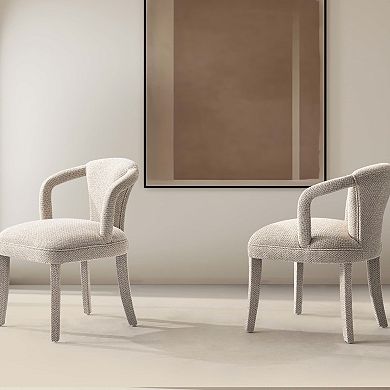 MANHATTAN COMFORT Palmer Modern Tweed Upholstered Dining Armchair (Set of 2)