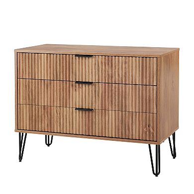 MANHATTAN COMFORT DUMBO 3-Drawer Dresser and 1-Drawer Nightstand with Tool-Free Assembly
