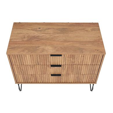 MANHATTAN COMFORT DUMBO 3-Drawer Dresser and 1-Drawer Nightstand with Tool-Free Assembly