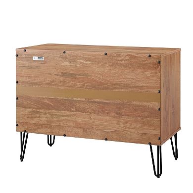 MANHATTAN COMFORT DUMBO 3-Drawer Dresser and 1-Drawer Nightstand with Tool-Free Assembly