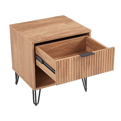 MANHATTAN COMFORT DUMBO 3-Drawer Dresser and 1-Drawer Nightstand with Tool-Free Assembly