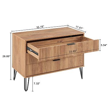 MANHATTAN COMFORT DUMBO 3-Drawer Dresser and 1-Drawer Nightstand with Tool-Free Assembly
