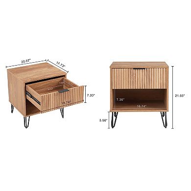 MANHATTAN COMFORT DUMBO 3-Drawer Dresser and 1-Drawer Nightstand with Tool-Free Assembly