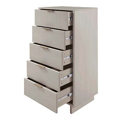 MANHATTAN COMFORT Granville 2-Piece Modern Solid Wood Tall Narrow and Standard Dresser Set