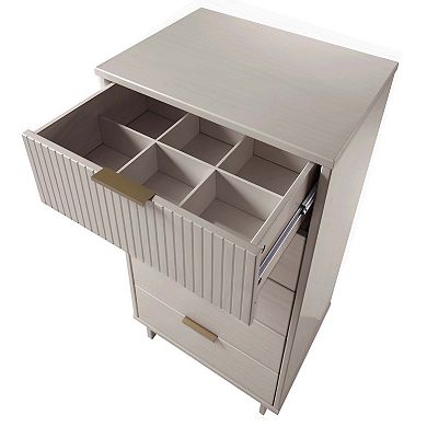 MANHATTAN COMFORT Granville 2-Piece Modern Solid Wood Tall Narrow and Standard Dresser Set