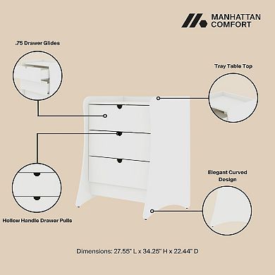 MANHATTAN COMFORT Coney 2-Piece Mid-Century Modern Dresser and Nightstand Set