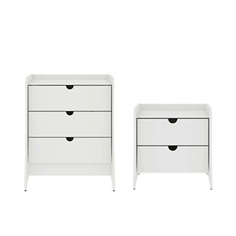 MANHATTAN COMFORT Coney 2 pc Mid-Century Modern Dresser and Nightstand Set