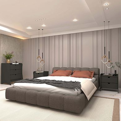 MANHATTAN COMFORT Coney 3-Piece Mid-Century Modern Dresser and Nightstand Set