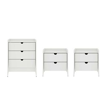 MANHATTAN COMFORT Coney 3 pc Mid-Century Modern Dresser and Nightstand Set