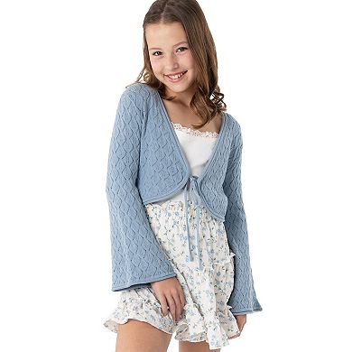 Girls 7-16 Rare Editions 3-Piece Crochet Cardigan, Cami & Floral Skirt Set