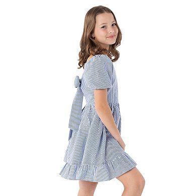 Girls 7-16 Rare Editions Seersucker Puff Sleeve A-line Dress