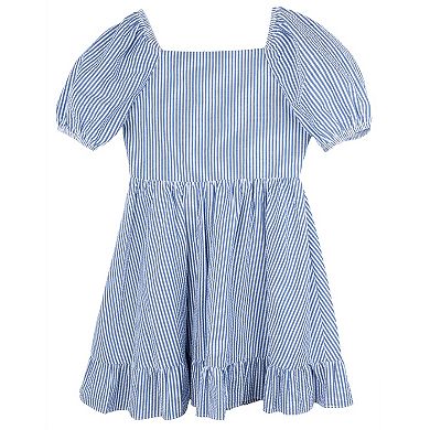 Girls 7-16 Rare Editions Seersucker Puff Sleeve A-line Dress