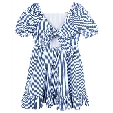 Girls 7-16 Rare Editions Seersucker Puff Sleeve A-line Dress