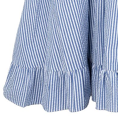 Girls 7-16 Rare Editions Seersucker Puff Sleeve A-line Dress
