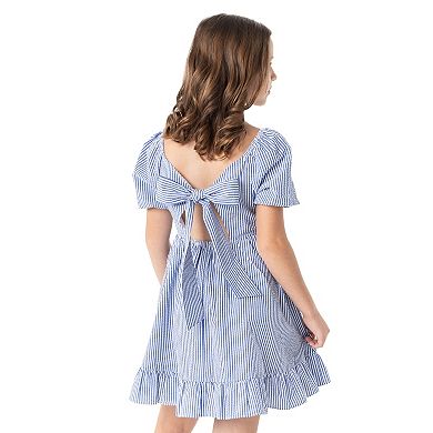 Girls 7-16 Rare Editions Seersucker Puff Sleeve A-line Dress