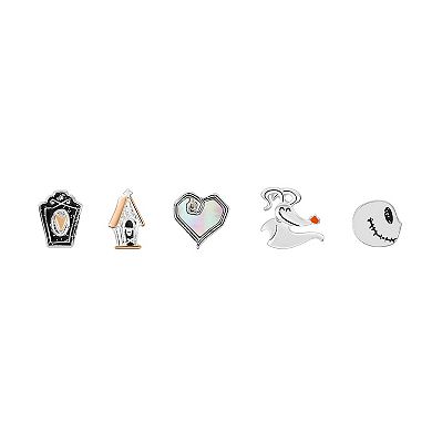 Disney's The Nightmare Before Christmas Two-Tone Gravestone, Zero, Jack and Sally, & Heart 5-piece Stud Earrings Set