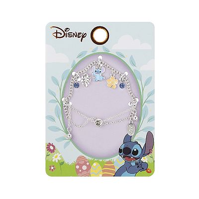 Disney's Lilo & Stitch Silver Tone Crystal Flower Charm Adjustable