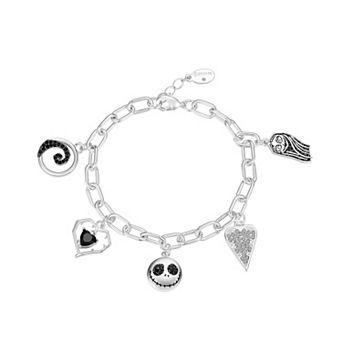 Disney's The Nightmare Before Christmas Silver Tone Jack & Sally Charm Bracelet