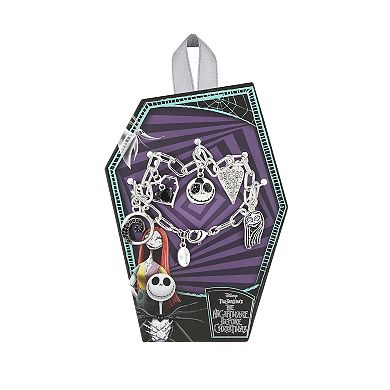 Disney's The Nightmare Before Christmas Silver Tone Jack & Sally Charm Bracelet