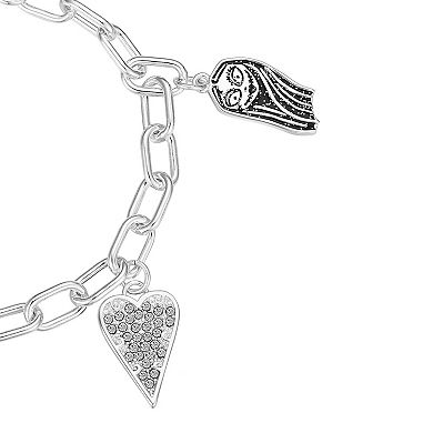 Disney's The Nightmare Before Christmas Silver Tone Jack & Sally Charm Bracelet