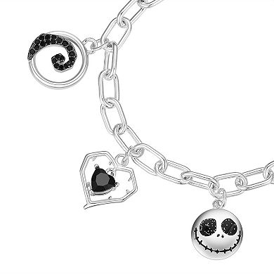 Disney's The Nightmare Before Christmas Silver Tone Jack & Sally Charm Bracelet