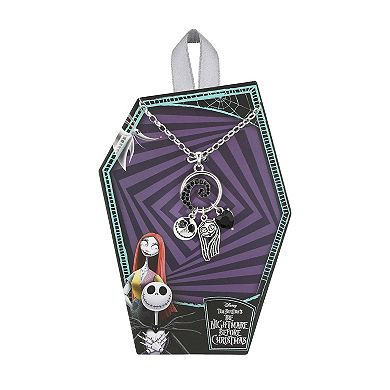 Disney's The Nightmare Before Christmas Silver Tone Jack & Sally Charm Pendant Necklace