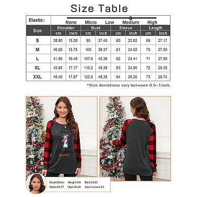 Merry Christmas Sweatshirts For Women Pattern Cute Long Sleeve Raglan Baseball Pullover Top