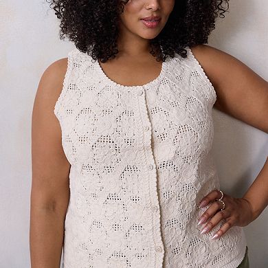 Plus Size LC Lauren Conrad Crochet Vest