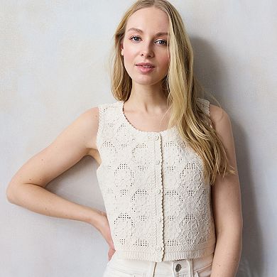 Petite LC Lauren Conrad Crochet Vest