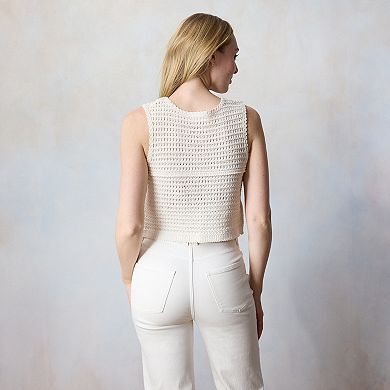 Petite LC Lauren Conrad Crochet Vest