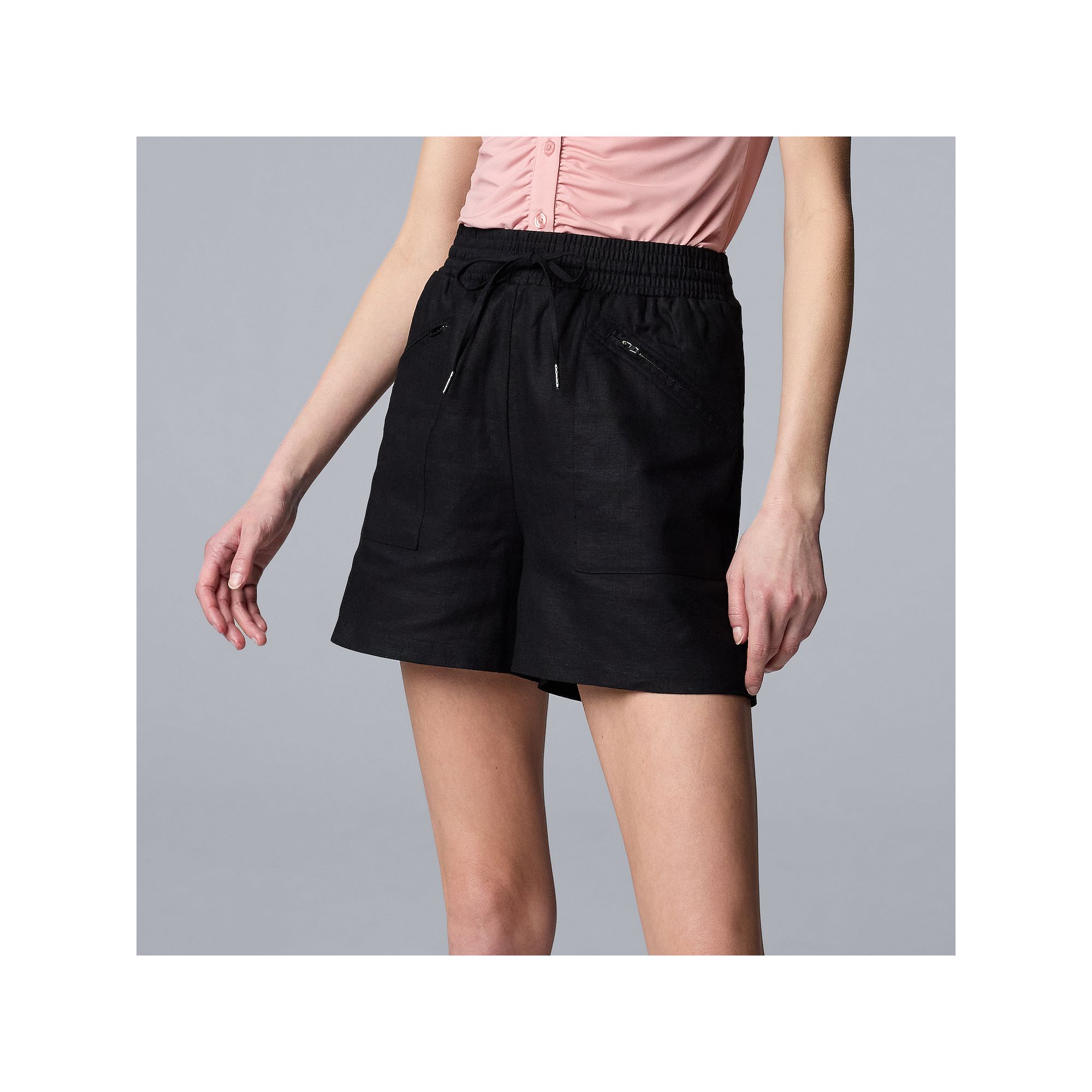 Petite Simply Vera Vera Wang Zip Front Shorts, Womens, Size: Small Petite,