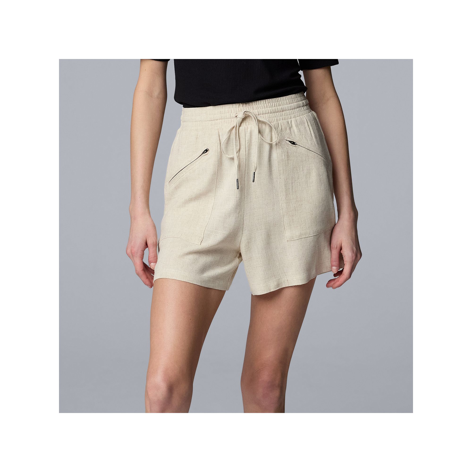 Petite Simply Vera Vera Wang Zip Front Shorts, Womens, Size: Small Petite,