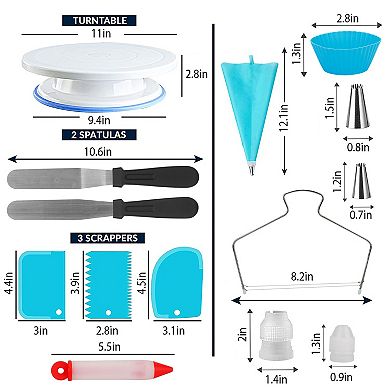 11" Rotating Cake Turntable with 108-Piece Decorating Supplies Kit