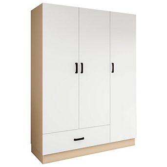 Armoire Wardrobe Closet, Bedroom Armoires with Hanging Rod, 3 Doors,3 Storage Cabinets