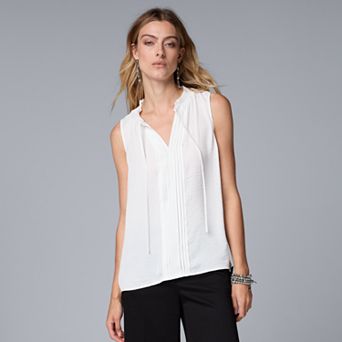 Women's Simply Vera Vera Wang Tie Front Pintuck Top