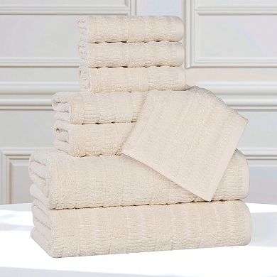 SUPERIOR Mika Smart Twist Cotton 8 Piece Plush Absorbent Towel Set
