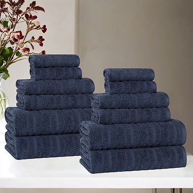 SUPERIOR Mika Smart Twist Cotton 12 Piece Plush Absorbent Towel Set