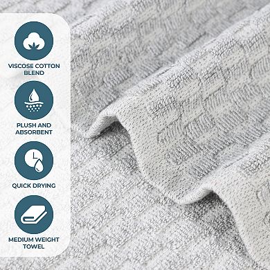 SUPERIOR Juno Medium Weight Checkered Border 3 Piece Towel Set