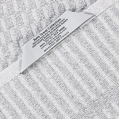 SUPERIOR Juno Medium Weight Checkered Border 3 Piece Towel Set