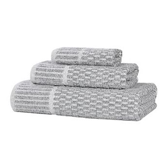 SUPERIOR Juno Medium Weight Checkered Border 3 pc Towel Set