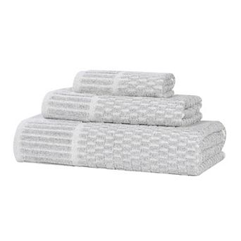 SUPERIOR Juno Medium Weight Checkered Border 3 pc Towel Set