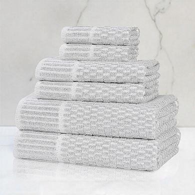 SUPERIOR Juno Medium Weight Checkered Border 6 Piece Towel Set