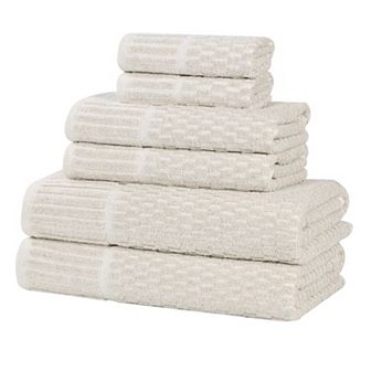 SUPERIOR Juno Medium Weight Checkered Border 6 pc Towel Set