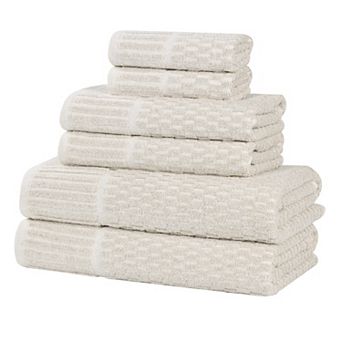 SUPERIOR Juno Medium Weight Checkered Border 6 pc Towel Set